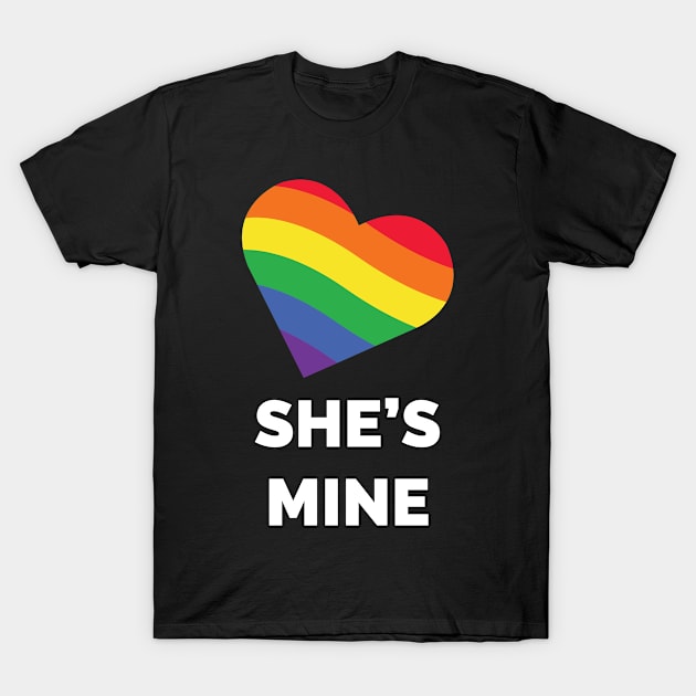 She's Mine Womens Lesbian LGBT Couples Matching T-Shirt by Tracy